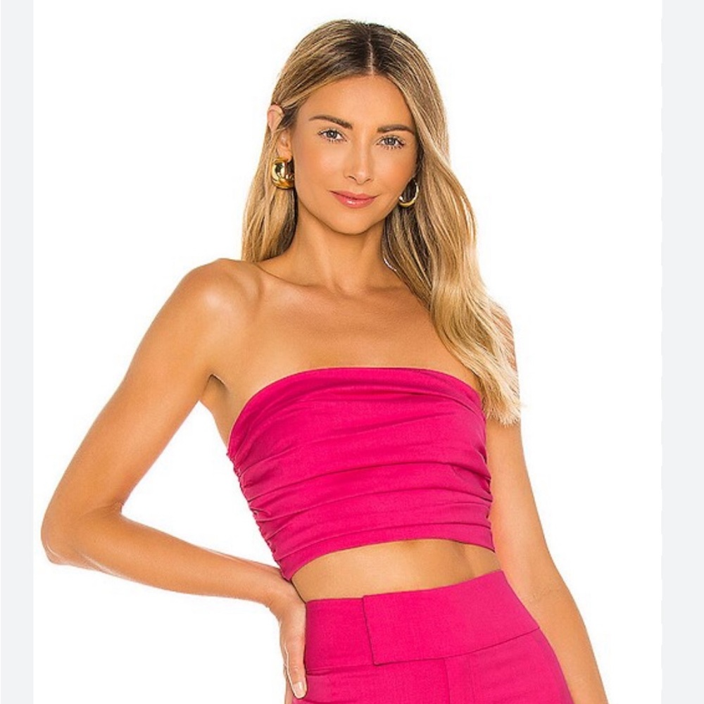 Lovers + Friends Yanne Lipstick Pink Strapless Top by Revolve size XS